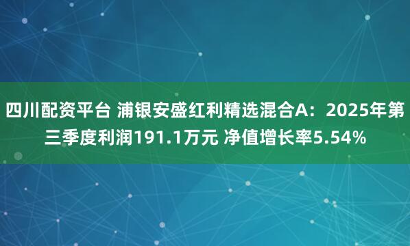 四川配资平台 浦银安盛红利精选混合A:2025年第三季度利润191.1万元 净值增长率5.54%